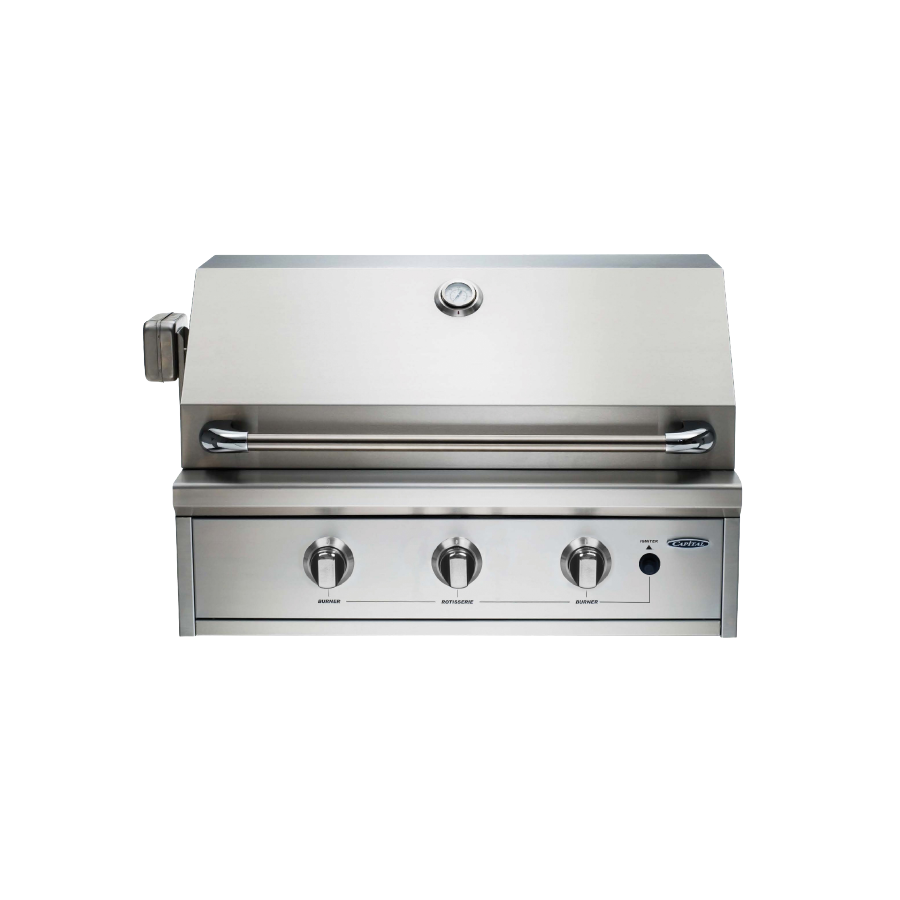 32″ Built In Open Grill BBQ with Solid Flat Plate
